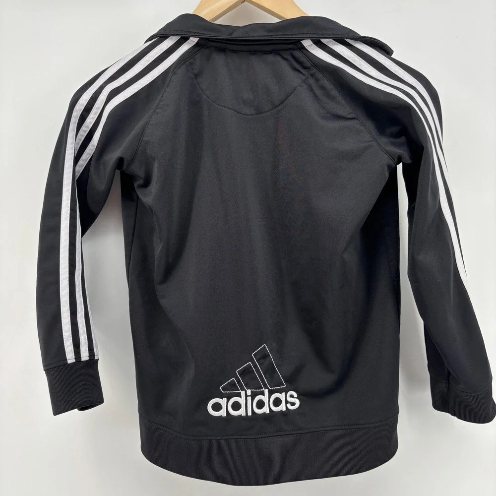 Adidas Kids Tracksuit Set Size 7X Black White 3-Stripe Full‎ Zip Jacket Pants